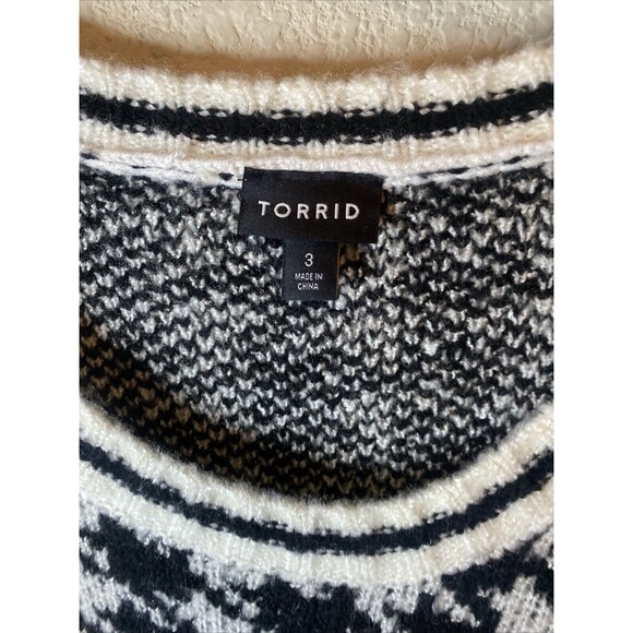 Torrid Womens 3 Houndstooth Knit Sweater Crew goth preppy Clueless 90s mob - Picture 2 of 6